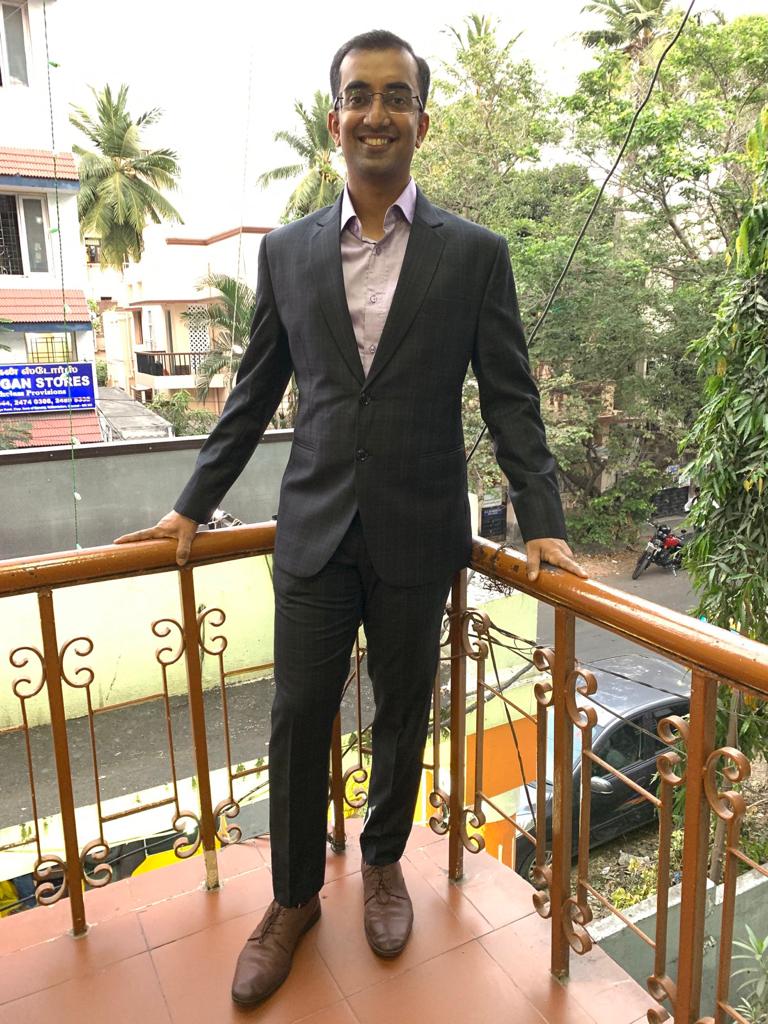 Manav Ethnic Happy Customer wearing a Grey Suit