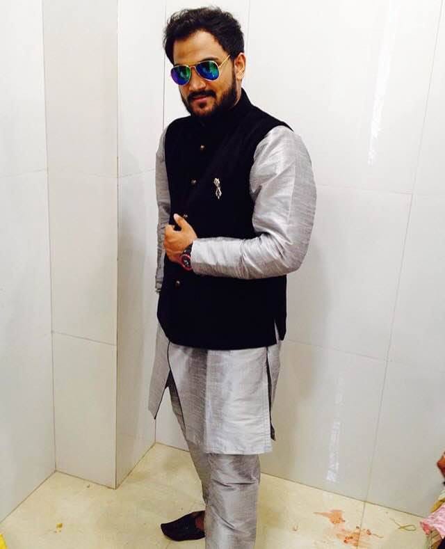 Manav Ethnic Happy Customer wearing a Grey Jacket Kurta Set