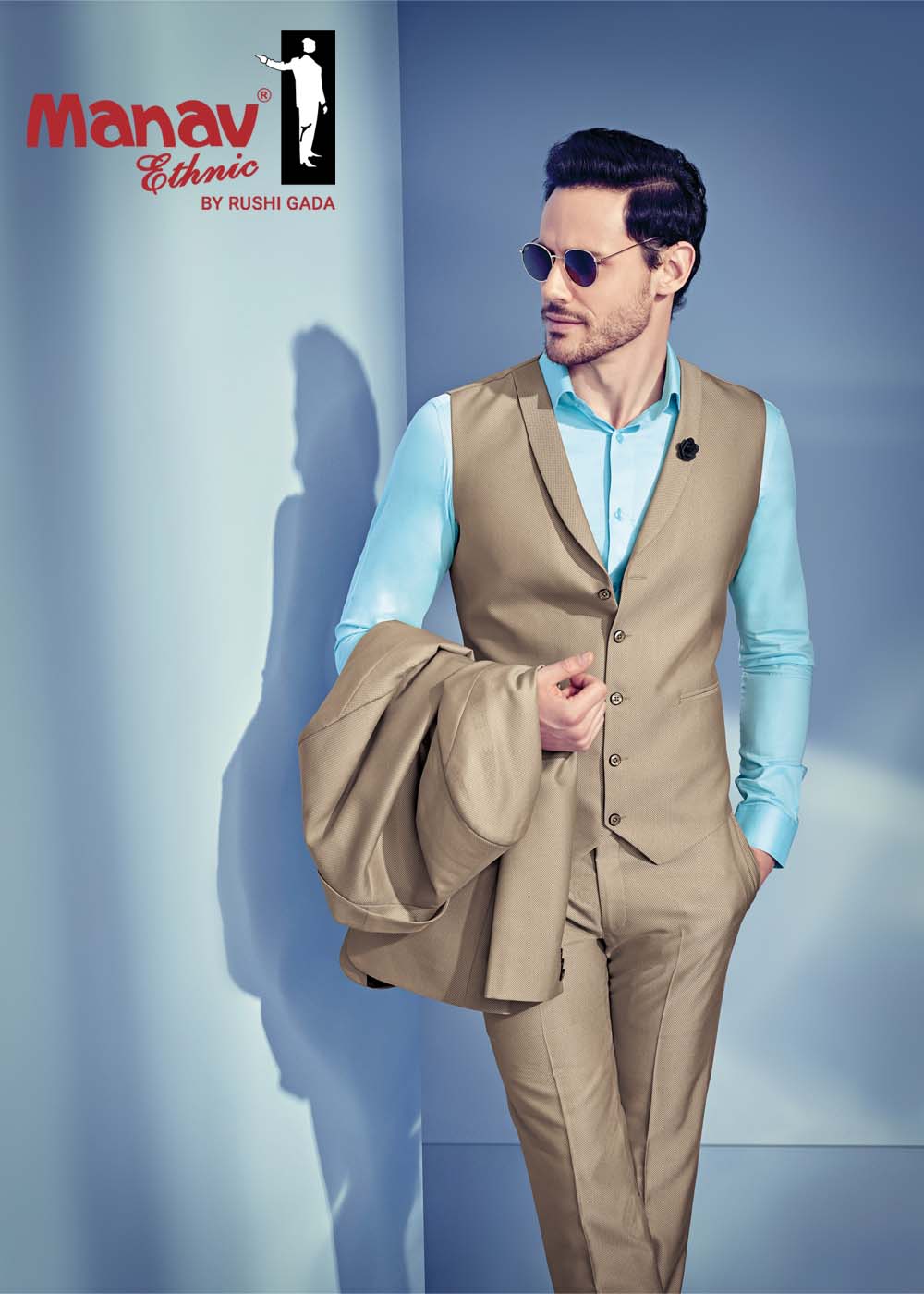 Buy 3-piece Fawn Color Italian Suit | Manav Ethnic