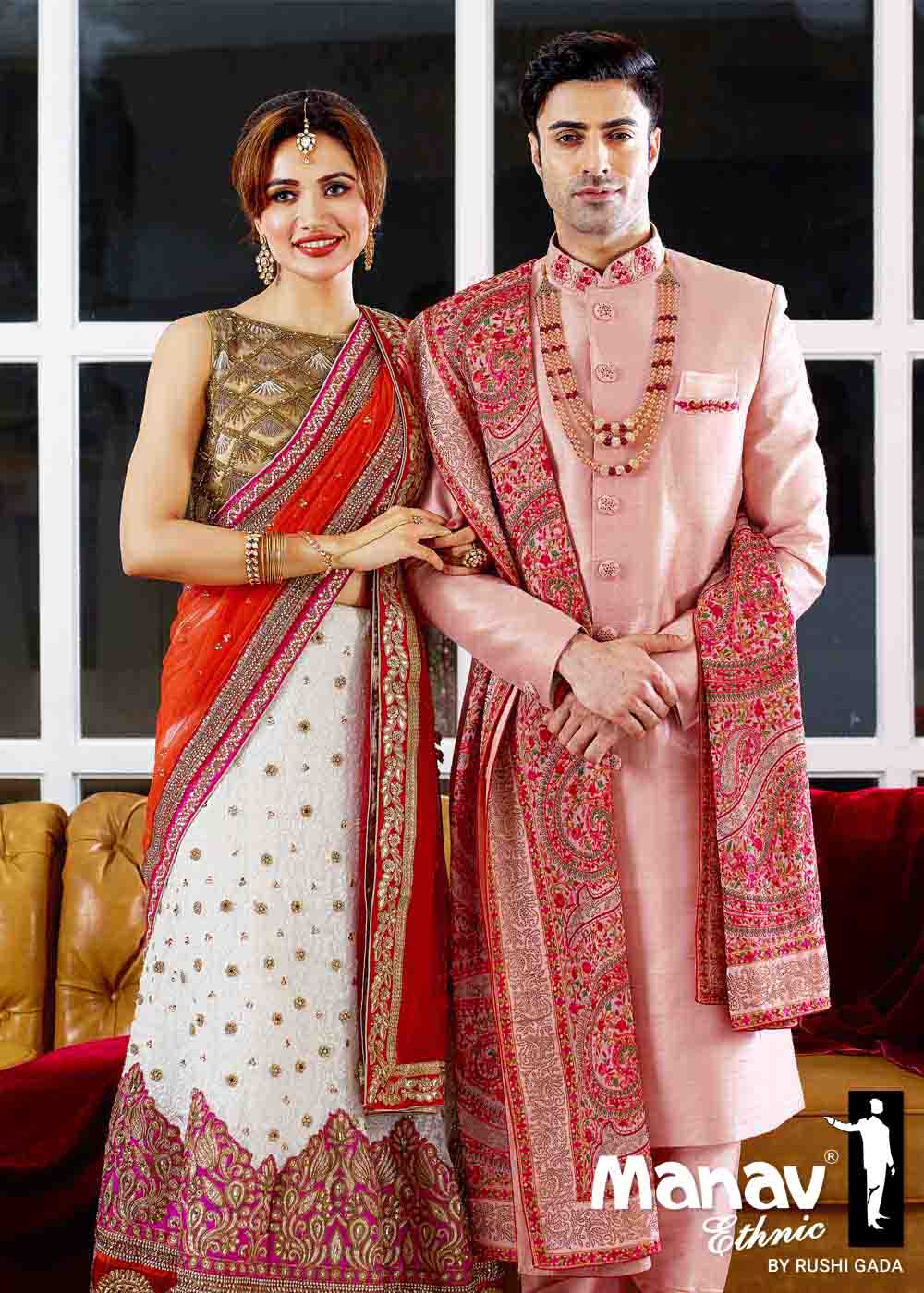 Buy Peachish Pink Designer Silk Indo-Western